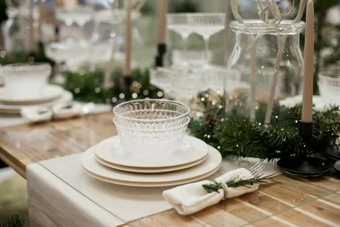 Christmas table setting Foto stock