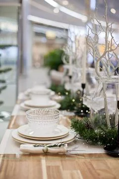 Christmas table setting Stock Photos