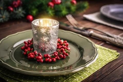 Christmas Table Setting Foto stock