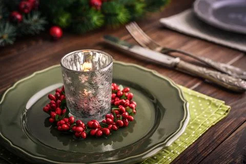Christmas Table Setting Foto stock
