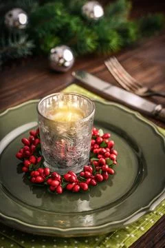 Christmas Table Setting Stock Photos