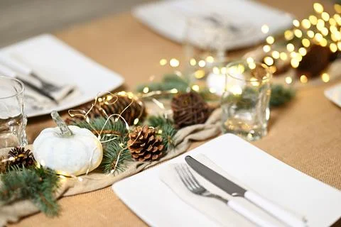 Christmas table setting Stock Photos