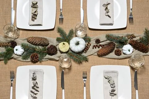 Christmas table setting Stock Photos