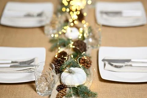 Christmas table setting Stock Photos