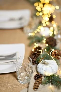 Christmas table setting Stock Photos