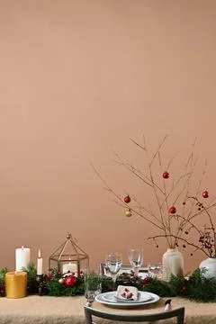 Christmas table setting Foto stock