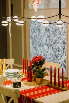 Christmas table setting Stock Photos