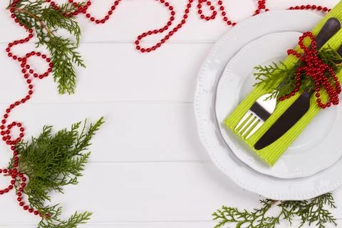 Christmas table setting Stock Photos