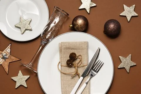 Christmas table setting Stock Photos