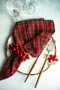 Christmas table setting Stock Photos