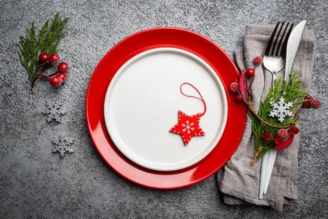 Christmas table setting Stock Photos