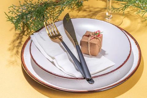 Christmas table setting Stock Photos
