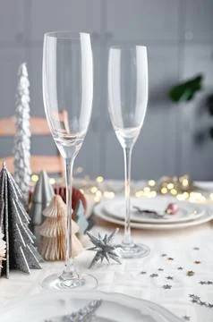 Christmas table settings Stock Photos