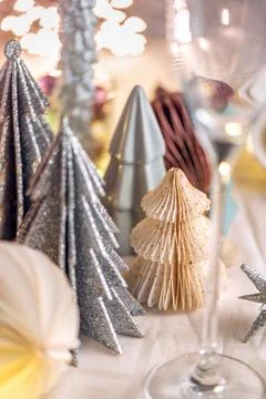 Christmas table settings Stock Photos