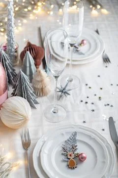 Christmas table settings Stock Photos