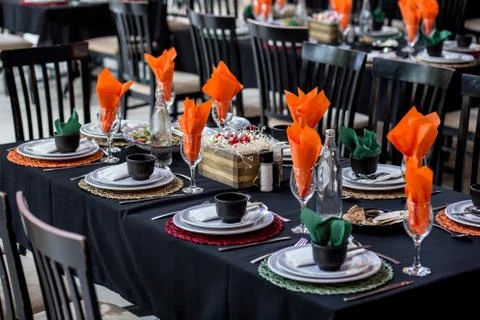 Christmas Table Setup Foto stock