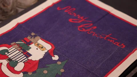 Christmas Tablecloth Stock Footage 258602299
