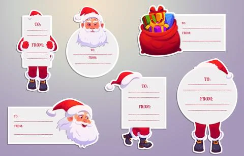 Christmas tags, labels and notes, Santa and gifts Stock Illustration