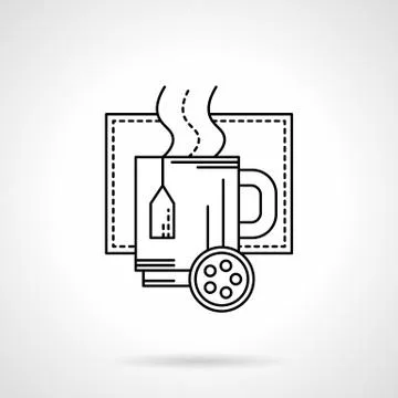 Christmas tea flat line vector icon Stock Illustration