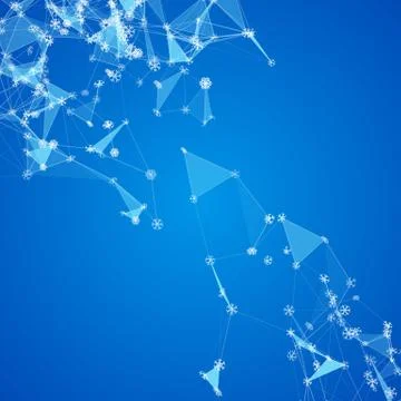 Christmas technology background with snowflakes over triangular ice grid Stock Illustration