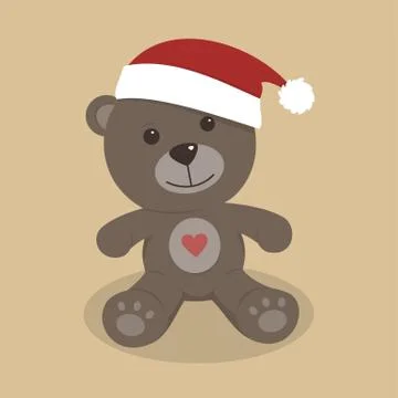 Christmas teddy bear on colored background Stock Illustration