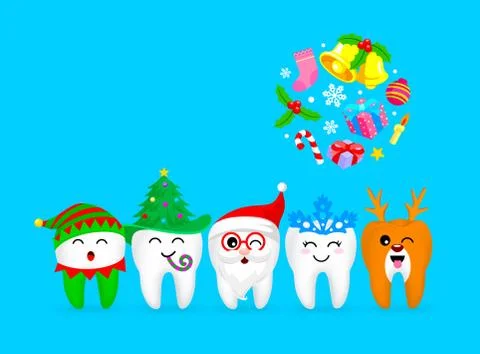Christmas Teeth Characters design. Stock Illustration
