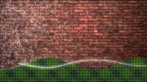 Christmas template with brick wall pattern and green small dots down with wa Stock Footage 247928795