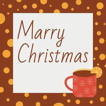 Christmas template. Postcard with tea. Vector design element. Stock Illustration