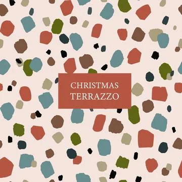 Christmas terrazzo background abstract vector seamless pattern. Illustrazione stock