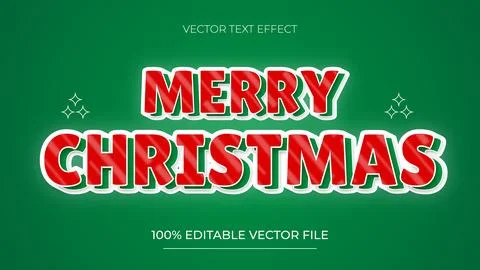 Christmas text effect 3d text effect and editable red text effect with gree.. Stock Illustration