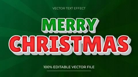 Christmas Text Effect Christmas red and green text effect on dark green bac.. Stock Illustration