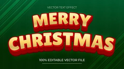 Christmas Text Effect Editable text effect merry Christmas red and yellow Stock Illustration