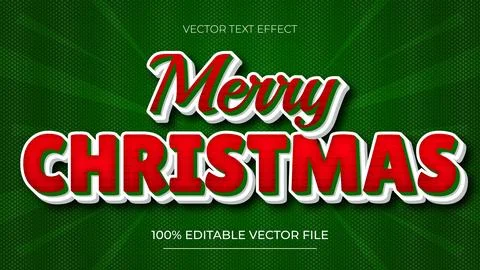 Christmas Text Effect editable text effect on green background Stock Illustration