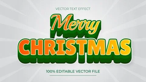 Christmas Text Effect Editable text effect merry christmas green and yellow Stock Illustration