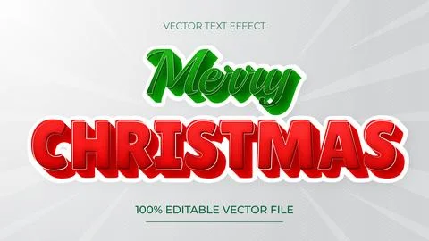 Christmas Text Effect Editable text effect merry christmas green and red on.. Stock Illustration