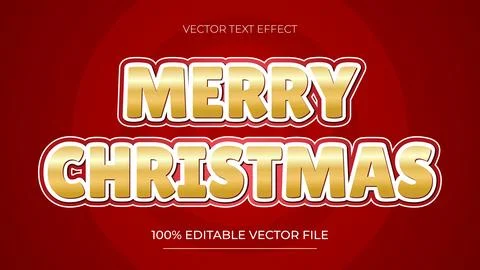 Christmas Text Effect Editable Text Effect Gold Color with red background Stock Illustration