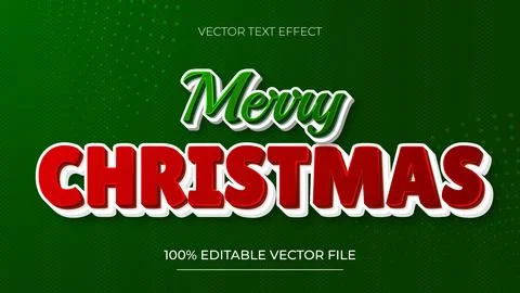 Christmas Text Effect Merry Christmas Text Effect Red and Green Stock Illustration