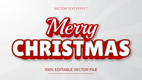 Christmas Text Effect Red and White Christmas Editable Text Effect Cartoon .. Stock Illustration
