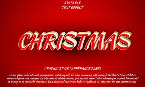 Christmas text effect template in 3d style Stock Illustration