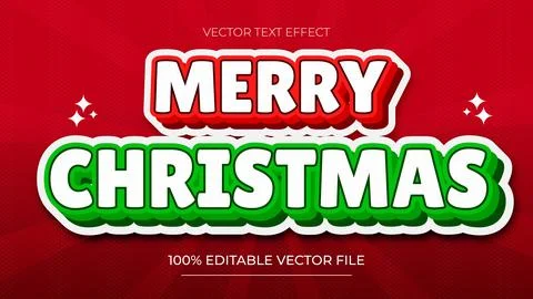 Christmas Text Effect Vector Christmas 3d editable text effect Illustrazione stock