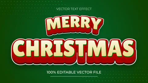 Christmas Text Effect Vector editable 3d text effect christmas with green b.. Stock Illustration