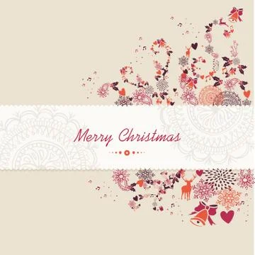 Christmas text, vintage elements abstract composition. Stockillustratie