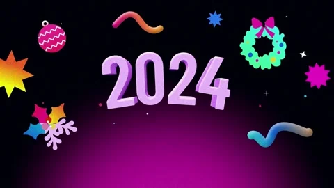 Christmas Theme 3D Illustration Happy New Year 2024 Celebration Vidéo 257555830