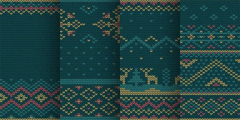 Christmas theme blue seamless pattern in set Stock Illustration