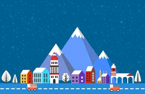 A Christmas theme city landscape is vector illustration 스톡 일러스트