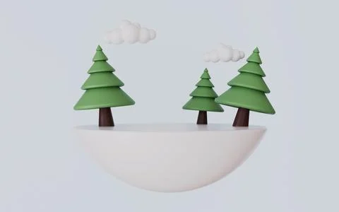 Christmas theme elements, Christmas podium island 3d illustration Stock Illustration
