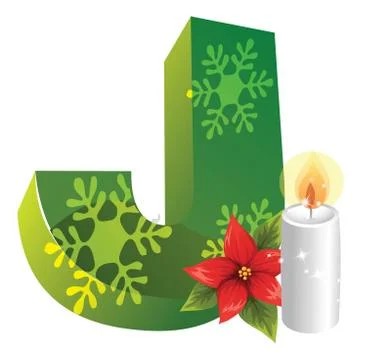 Christmas theme font j Stock Illustration
