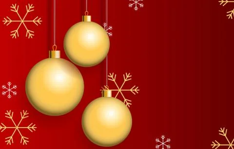 Christmas theme ornaments on red background with space for text Stock Illustration