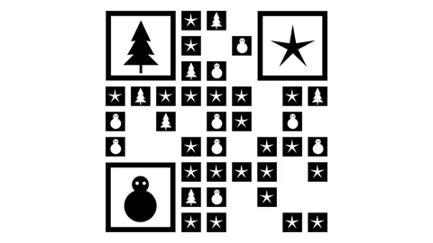 Christmas-Themed Animated QR Code Pattern with Festive Icons, Loops. Stock Footage 321811086