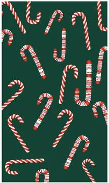Christmas themed pattern of candy various candy canes Stock Illustration